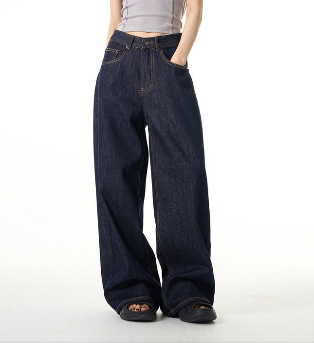 Blue High-Quality Loose Fit Wide Leg Jeans - Women’s Jeans