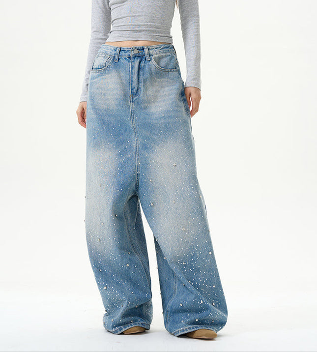 Blue High-Quality Loose Fit Wide-Leg Jeans - Women’s Jeans