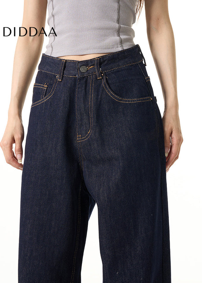 Blue High-Quality Loose Fit Wide Leg Jeans - Women’s Jeans