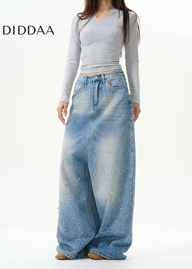 Blue High-Quality Loose Fit Wide-Leg Jeans - Women’s Jeans