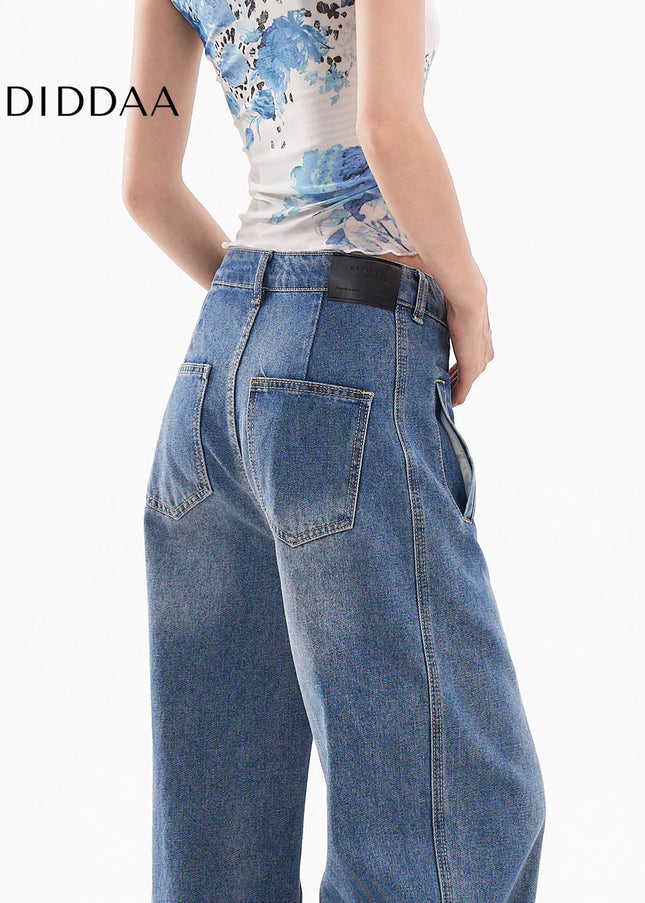 Blue High Street Loose Wide Leg Jeans for Women - Women’s Jeans