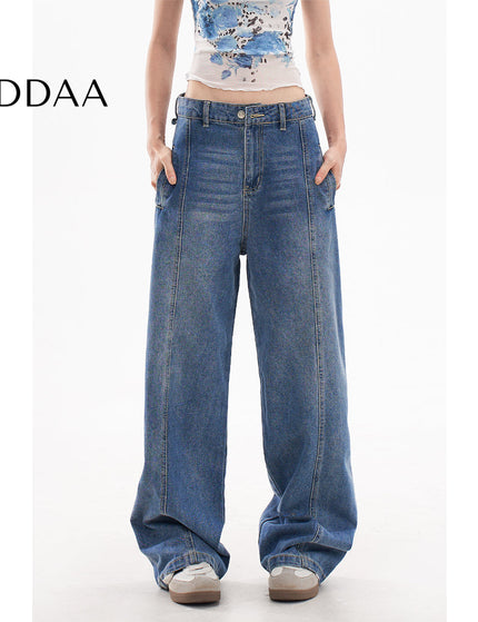 Blue High Street Loose Wide Leg Jeans for Women - XS / Mid Blue - Women’s Jeans