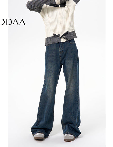 Blue High Waist Loose Fit Straight Leg Jeans - XS / Dark Blue - Women’s Jeans