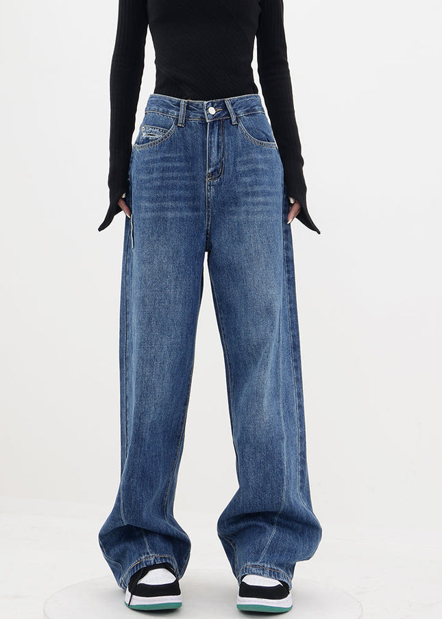 Blue High Waist Loose Leg Straight Jeans for Women - Women’s Jeans