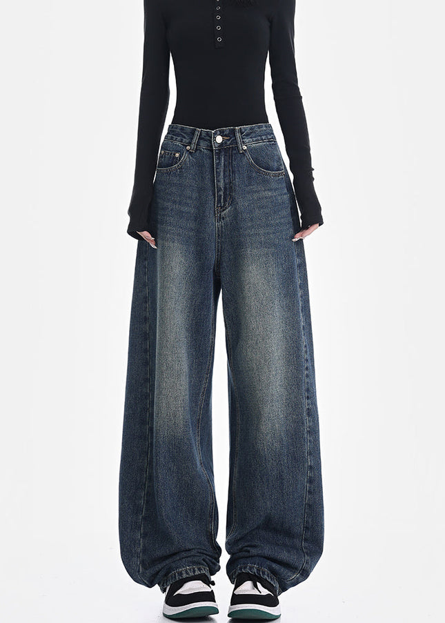 Blue High Waist Loose Scythe Pants KEN STUDIO Vintage Jeans - Women’s Jeans