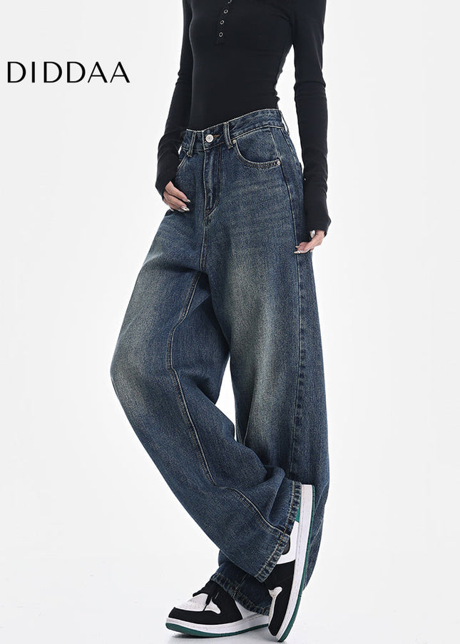 Blue High Waist Loose Scythe Pants KEN STUDIO Vintage Jeans - Women’s Jeans