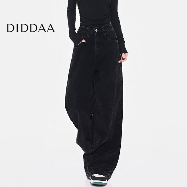 Blue High Waist Loose Wide-Leg Corduroy Jeans - Women’s Jeans