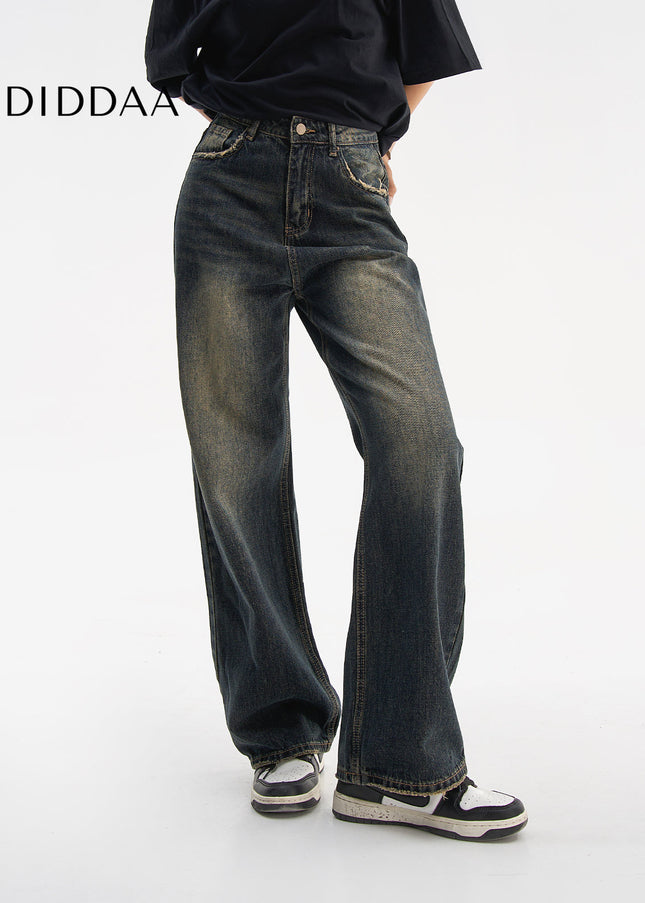 Blue High Waist Loose Wide-Leg Jeans for Women - Women’s Jeans