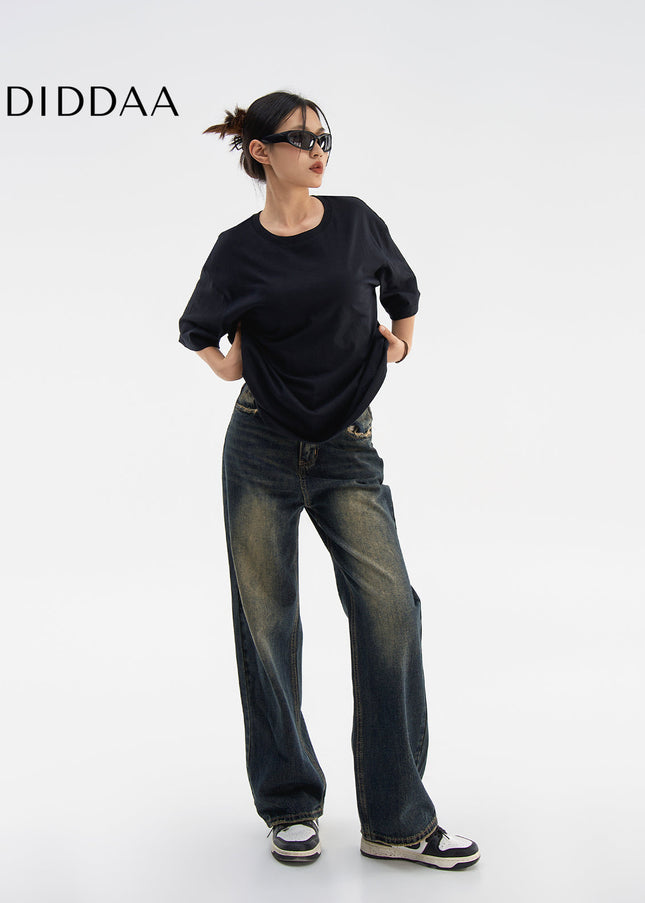Blue High Waist Loose Wide-Leg Jeans for Women - Women’s Jeans