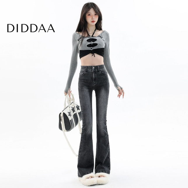 Blue High Waist Vintage Bootcut Jeans for Pear Shape Body - Women’s Jeans