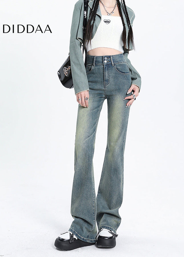 Blue High Waist Vintage Bootcut Jeans for Pear Shape Body - Women’s Jeans