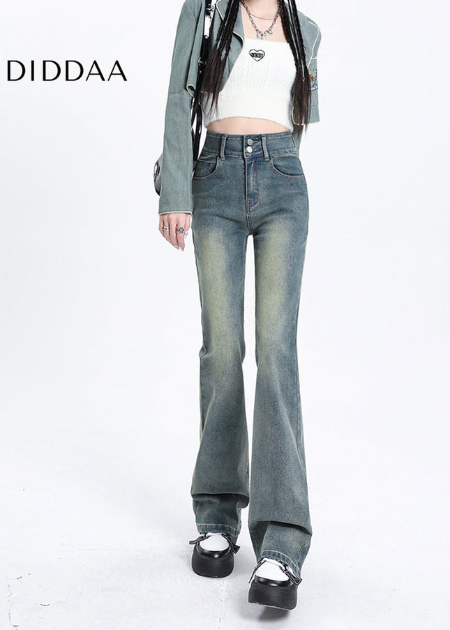 Blue High Waist Vintage Bootcut Jeans for Pear Shape Body - Women’s Jeans