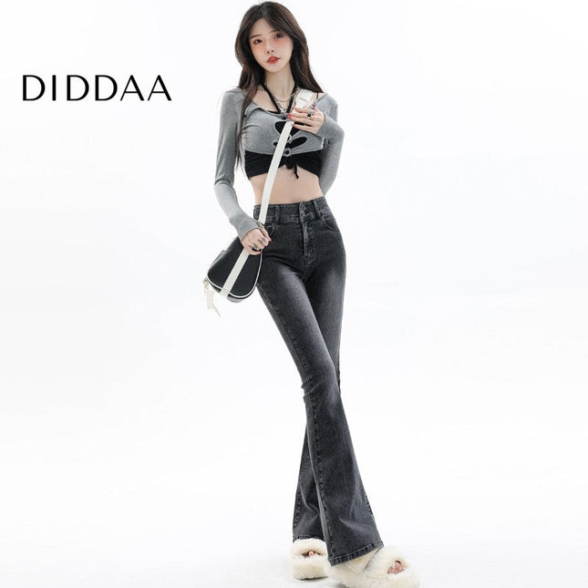 Blue High Waist Vintage Bootcut Jeans for Pear Shape Body - Women’s Jeans