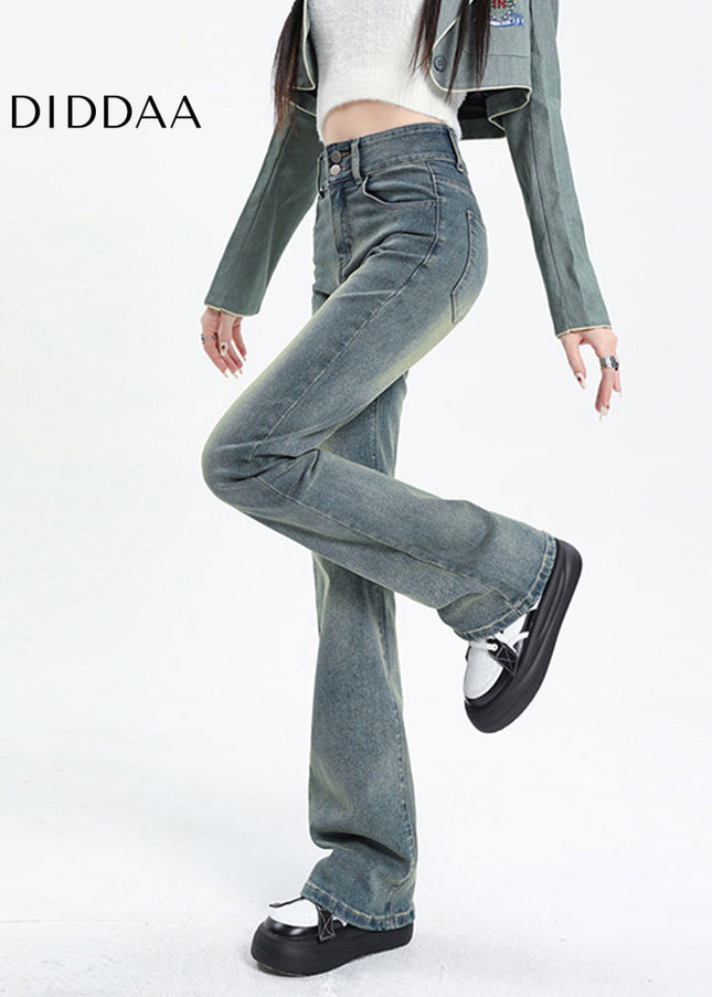 Blue High Waist Vintage Bootcut Jeans for Pear Shape Body - Women’s Jeans