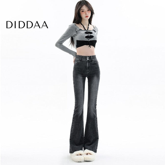 Blue High Waist Vintage Bootcut Jeans for Pear Shape Body - Women’s Jeans