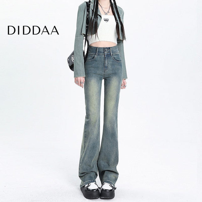 Blue High Waist Vintage Bootcut Jeans for Pear Shape Body - XS / Black - Women’s Jeans