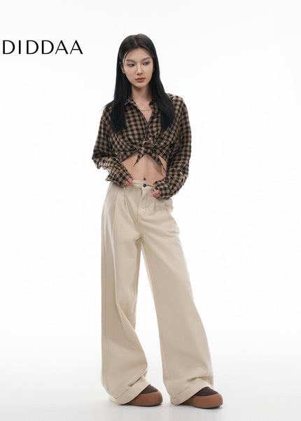 Blue High Waist Wide Leg Jeans for Women Spring 2025 - Women’s Jeans