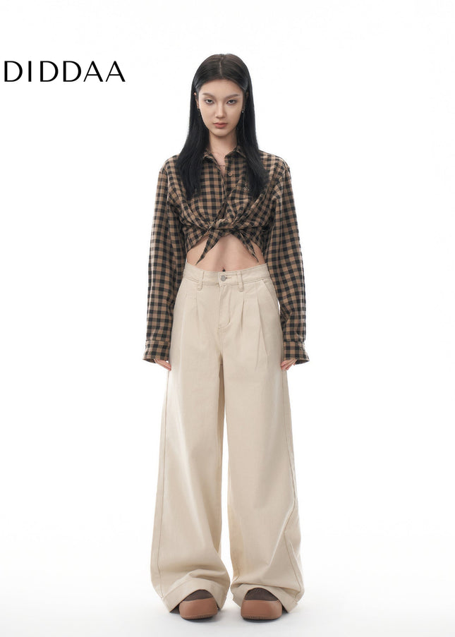 Blue High Waist Wide Leg Jeans for Women Spring 2025 - Women’s Jeans