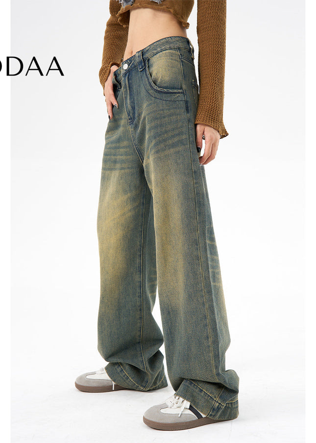 Blue High Waist Wide Leg Jeans Women AGUA Retro Style - XS / Vintage Blue - Women’s Jeans