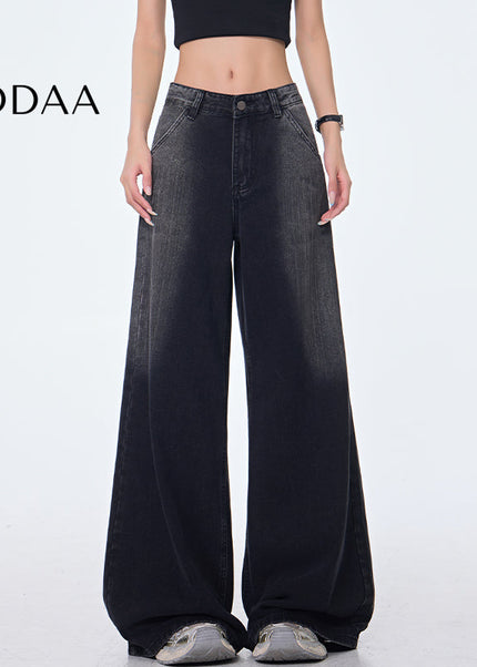 Black Retro Gradient High Waist Wide Leg Jeans - S / Black - Women’s Jeans