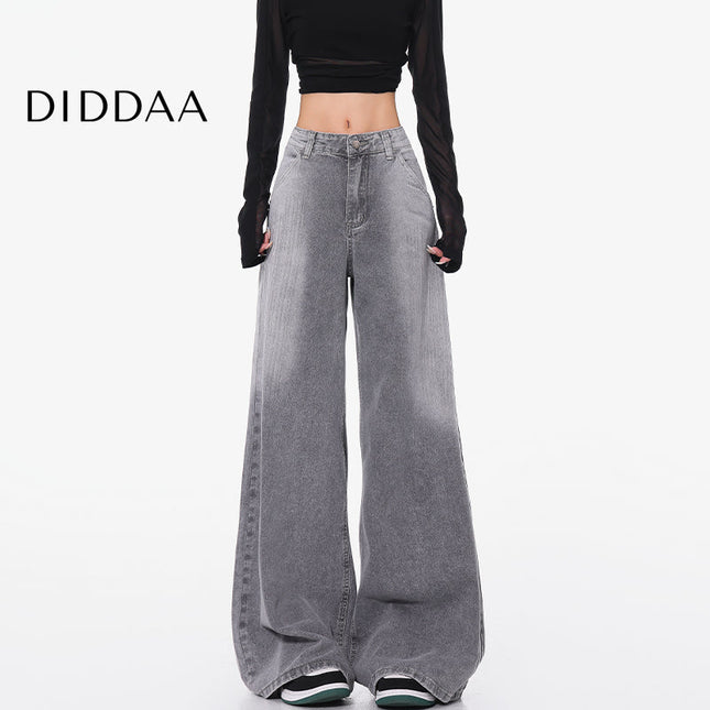 Black Retro Gradient High Waist Wide Leg Jeans - S / Grey - Women’s Jeans