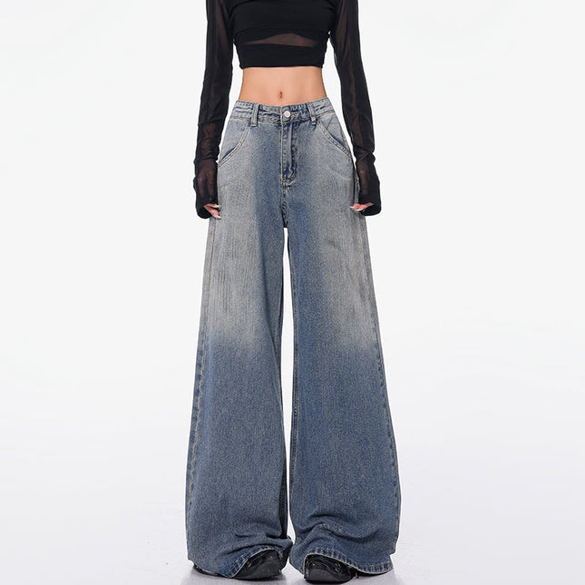 Black Retro Gradient High Waist Wide Leg Jeans - S / Vintage Blue - Women’s Jeans