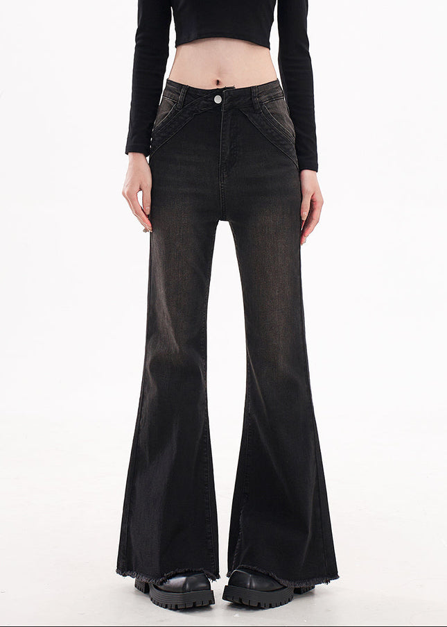 Blue High-Waisted Bootcut Jeans for Tall Women - XS / Black - Women’s Jeans