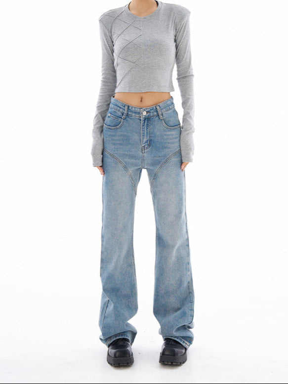 Blue High-Waisted Flared Bootcut Jeans - Women’s Jeans