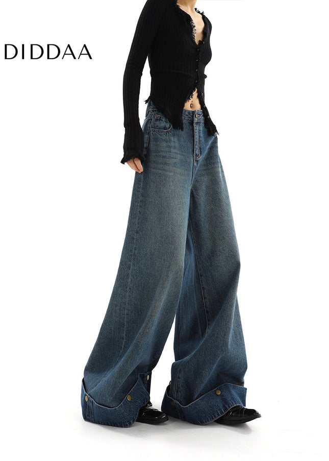 Blue High-Waisted Loose Fit Wide-Leg Jeans - Women’s Jeans