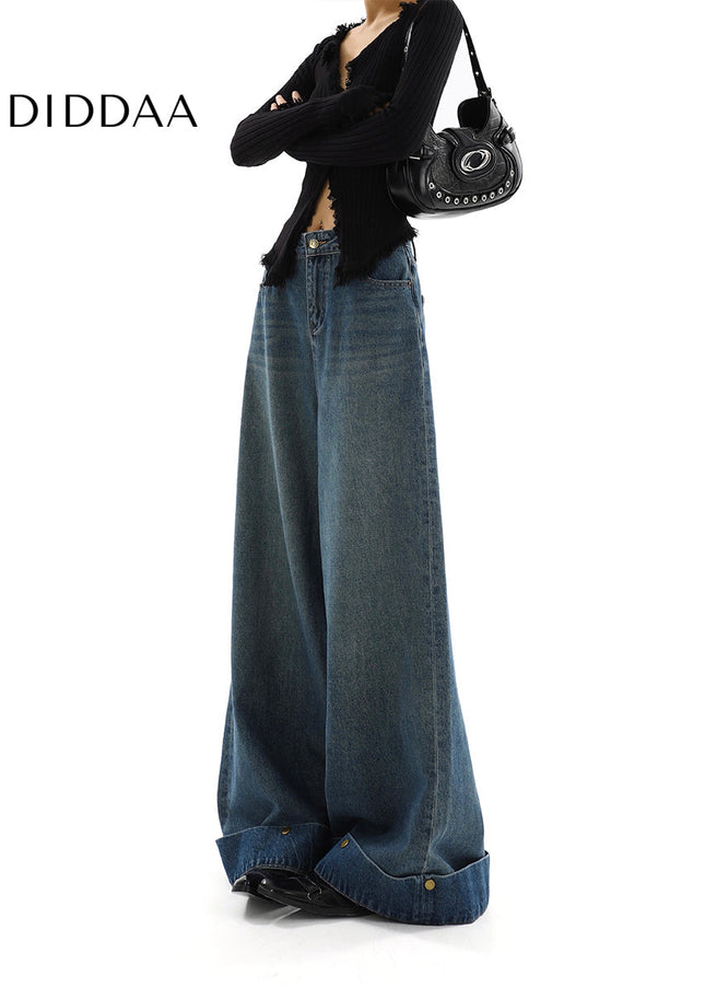 Blue High-Waisted Loose Fit Wide-Leg Jeans - Women’s Jeans