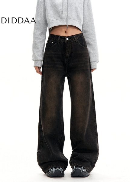 Blue High-Waisted Loose Straight-Leg Jeans for Women - Women’s Jeans