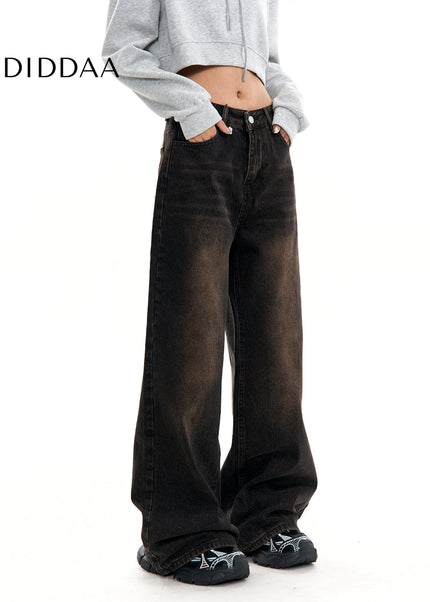Blue High-Waisted Loose Straight-Leg Jeans for Women - Women’s Jeans