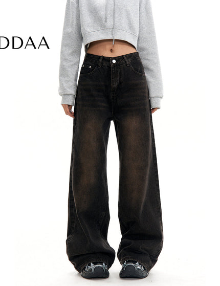 Blue High-Waisted Loose Straight-Leg Jeans for Women - XS / Brown - Women’s Jeans