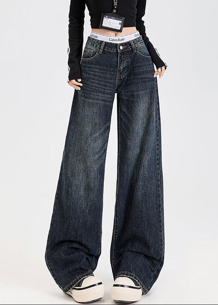 Blue High-Waisted Loose Wide-Leg Jeans for Women - Women’s Jeans