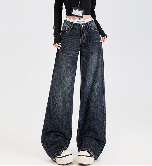 Blue High-Waisted Loose Wide-Leg Jeans for Women - Women’s Jeans