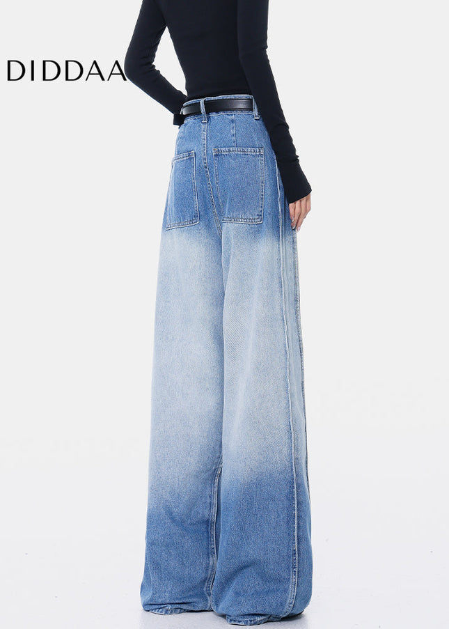 Blue High-Waisted Loose Wide-Leg Jeans for Women - Women’s Jeans