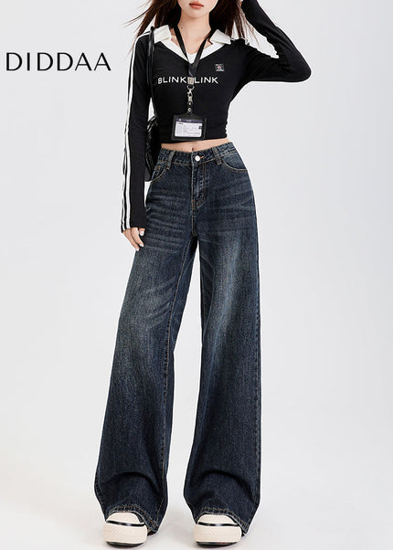 Blue High-Waisted Loose Wide-Leg Jeans for Women - Women’s Jeans