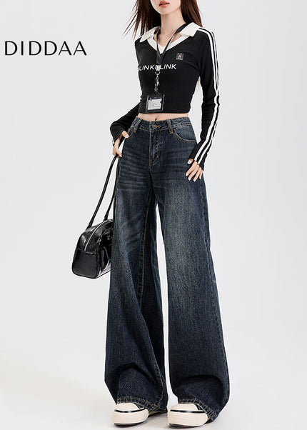 Blue High-Waisted Loose Wide-Leg Jeans for Women - Women’s Jeans