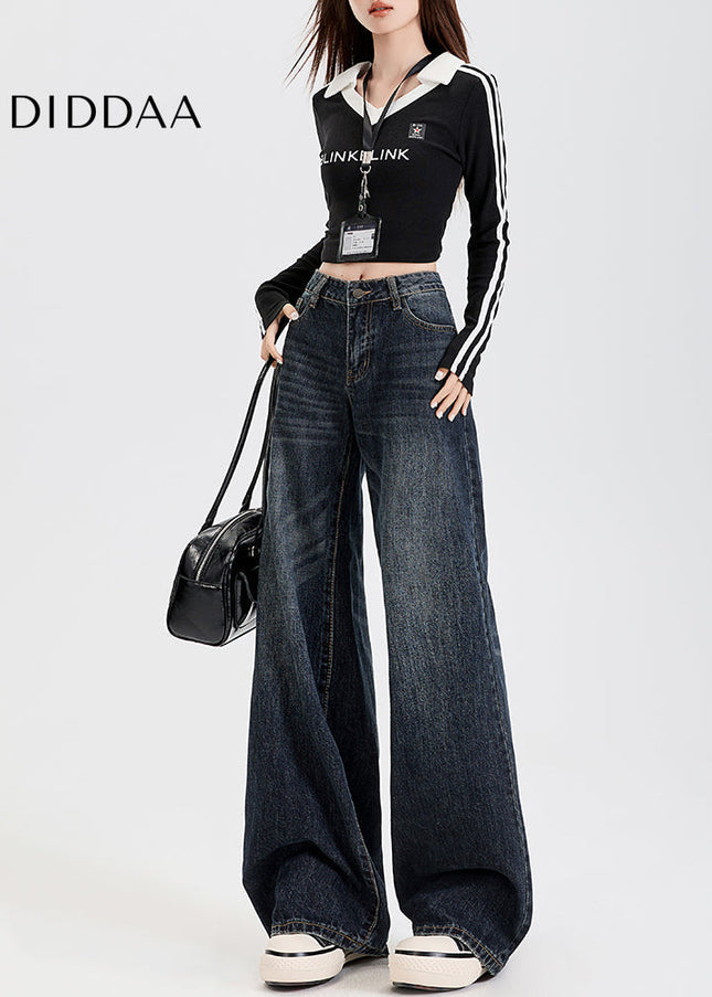 Blue High-Waisted Loose Wide-Leg Jeans for Women - Women’s Jeans