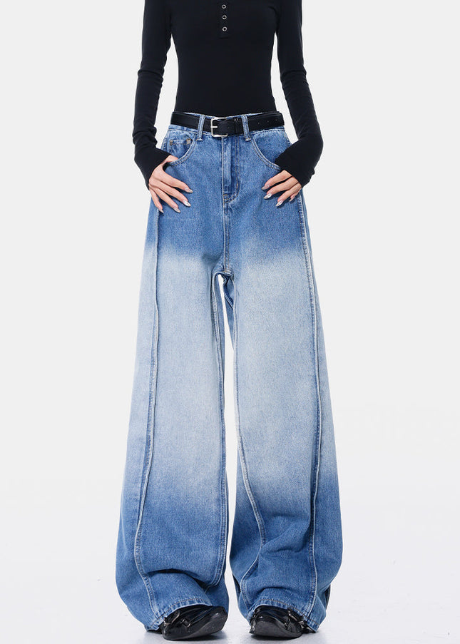 Blue High-Waisted Loose Wide-Leg Jeans for Women - Women’s Jeans