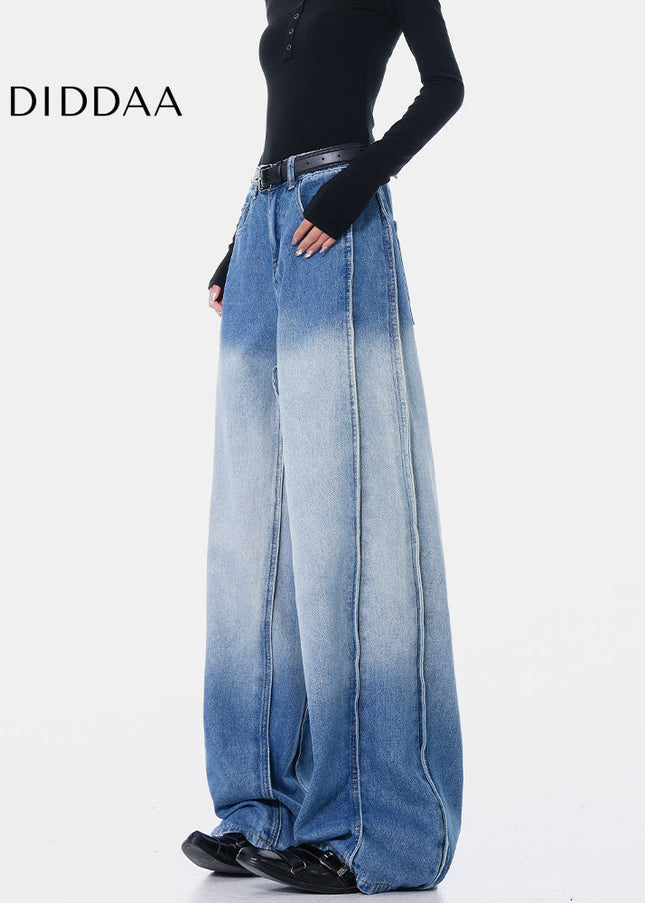 Blue High-Waisted Loose Wide-Leg Jeans for Women - Women’s Jeans