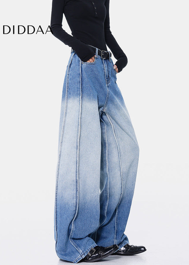 Blue High-Waisted Loose Wide-Leg Jeans for Women - Women’s Jeans