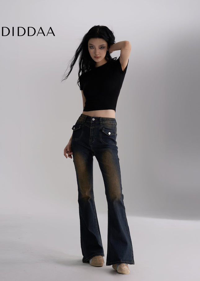 Blue High-Waisted Micro Flare Jeans Women’s Spring 2025 - Women’s Jeans