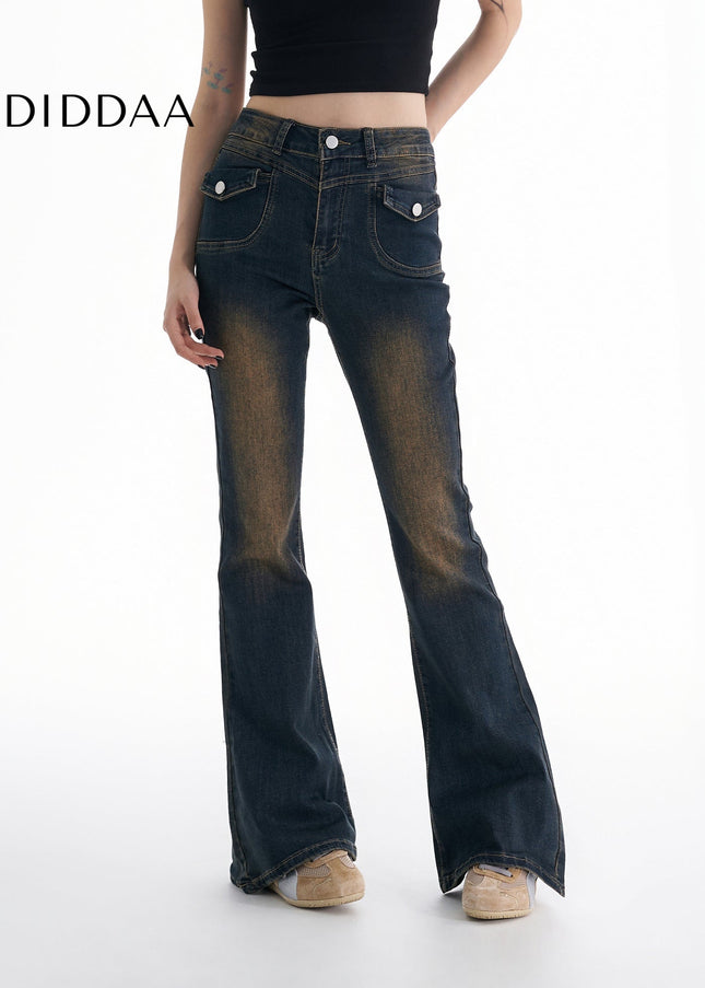 Blue High-Waisted Micro Flare Jeans Women’s Spring 2025 - Women’s Jeans