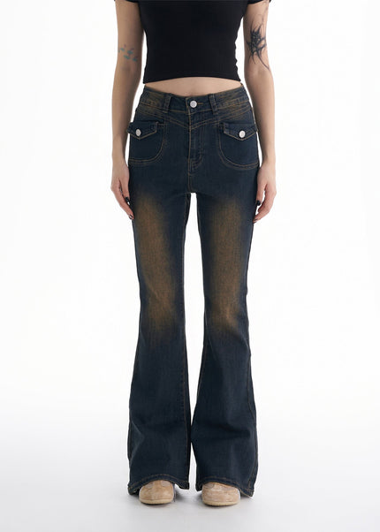 Blue High-Waisted Micro Flare Jeans Women’s Spring 2025 - Women’s Jeans