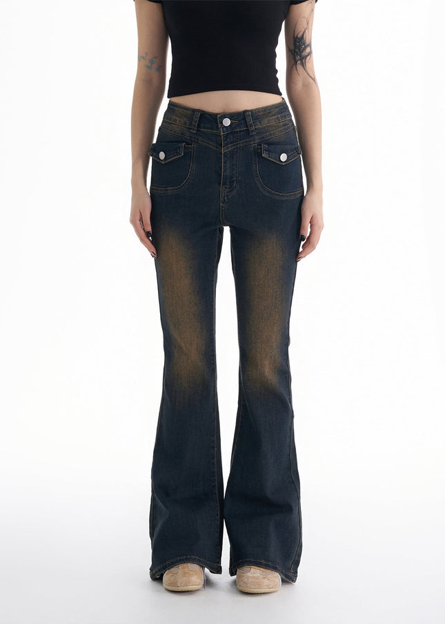 Blue High-Waisted Micro Flare Jeans Women’s Spring 2025 - Women’s Jeans
