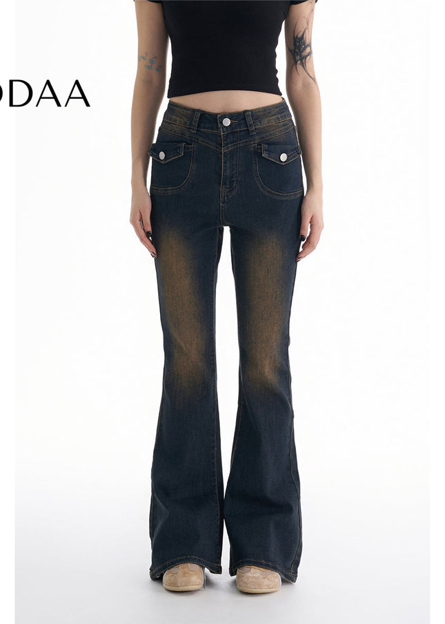 Blue High-Waisted Micro Flare Jeans Women’s Spring 2025 - XS / Vintage Blue - Women’s Jeans