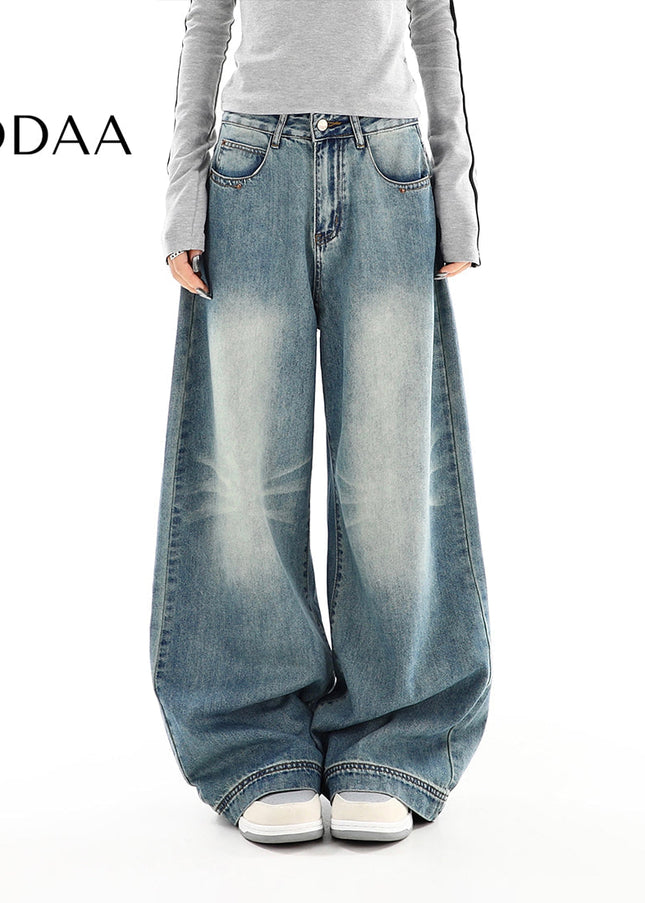 Blue High-Waisted Relaxed Wide-Leg Jeans - S / Blue - Women’s Jeans