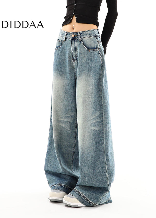 Blue High-Waisted Relaxed Wide-Leg Jeans - Women’s Jeans