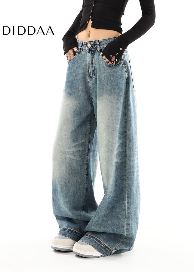 Blue High-Waisted Relaxed Wide-Leg Jeans - Women’s Jeans